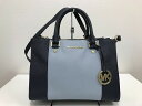 マイケルコース MICHAEL KORS 程よいきちんと感で魅せる!B5可 2WAYハンドバッグ MK ショルダー 斜め掛け鞄 通勤 青ブルー 【中古】