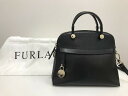 フルラ FURLA 美品 程よいきちんと感で魅せる!上品でエレガントなお洒落の魅力 2WAY小さめハンドバッグ ショルダー鞄 黒 【中古】