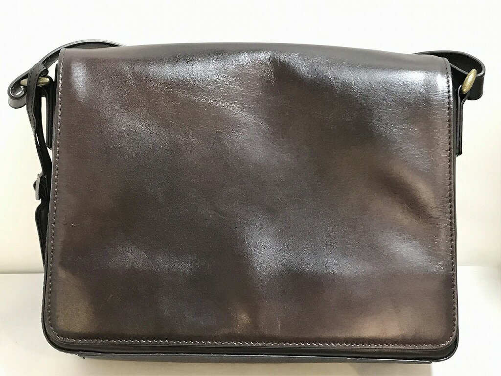 【全品ポイント10倍！要エントリー】【期間限定セール】マザーハウス MOTHERHOUSE アンティークB5 ショルダー アンティークダークブラウン 【中古】