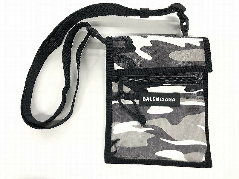 【全品ポイント10倍！要エントリー】【期間限定セール】バレンシアガ BALENCIAGA エクスプローラースモールポーチ ショルダーポーチ ショルダーバッグ ブラック ホワイト グレー 迷彩 カモフ 655982・9061・0・527277 【中古】