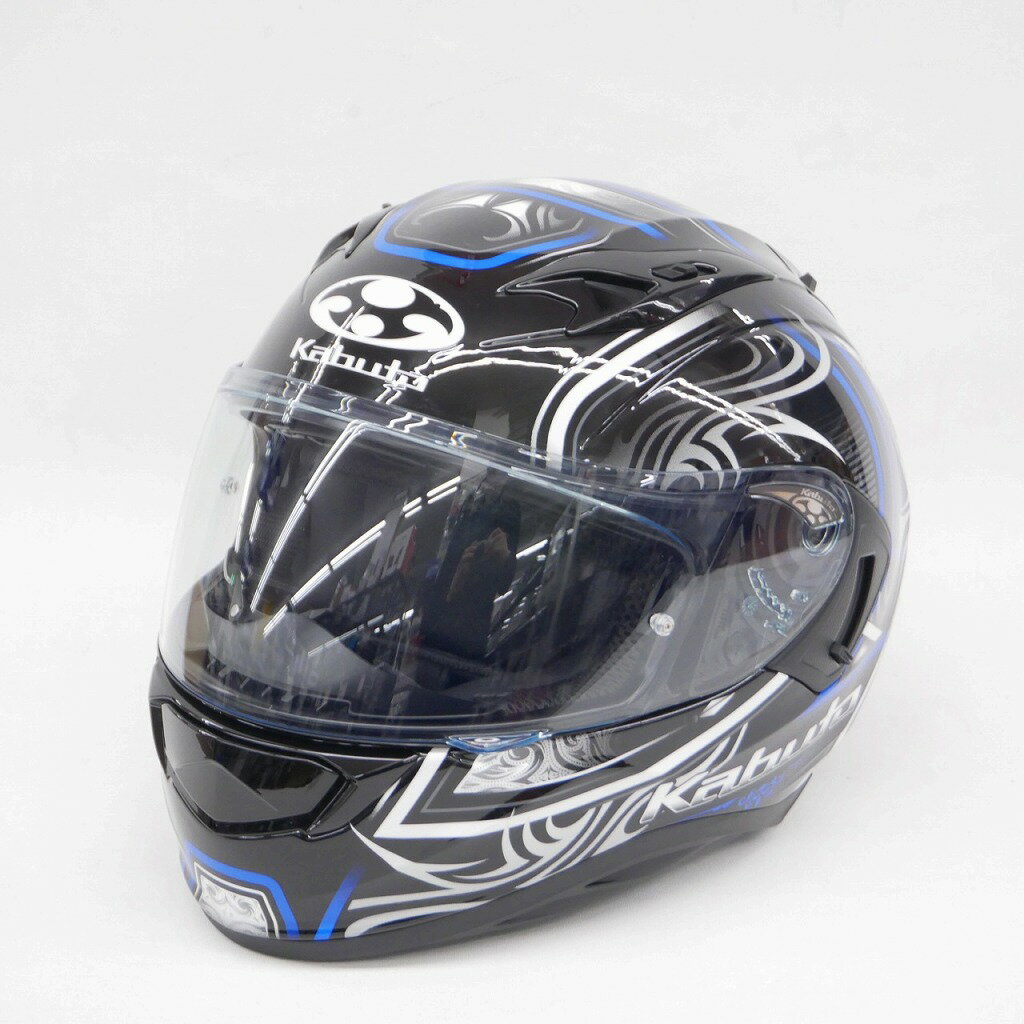 【全品ポイント10倍！要エントリー】OGK kabuto KAMUI-III JAG Black Blue Mサイズ 57-58cm フルフェイスヘルメット 【中古】