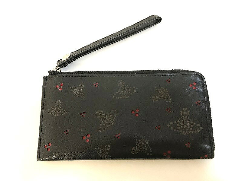 Rakuten - 【期間限定セール】ヴィヴィアンウエストウッド Vivienne Westwood L字ファスナー長財布 ブラック 総柄 【中古】