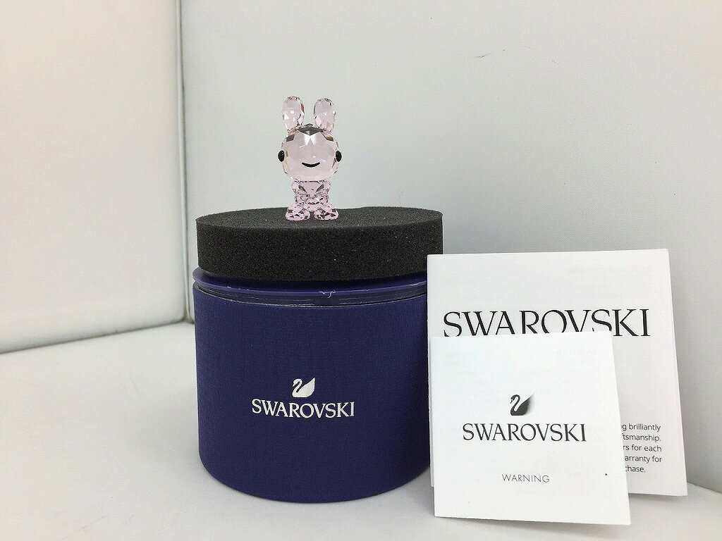スワロフスキー SWAROVSKI Gracious Rabbit ピンク / うさぎのクリスタルフィギュリン 十二干支シリーズ 【中古】