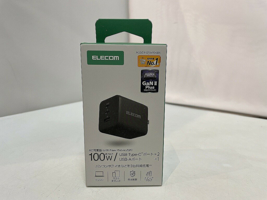 【未使用】 エレコム ELECOM USB Power Delivery 100W AC充電器(C×2+A×1) ACDC-PD104100BK
