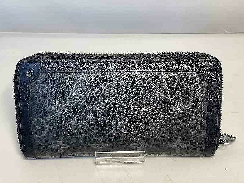 M - ルイヴィトン LOUIS VUITTON 長財布 M80558 エクリプス トランク ジッピー ウォレット ブラック メンズ M80558 【中古】