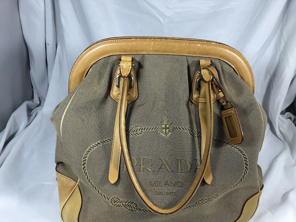 プラダ PRADA ジャガード トートバッグ ベージュ BR3511 【中古】