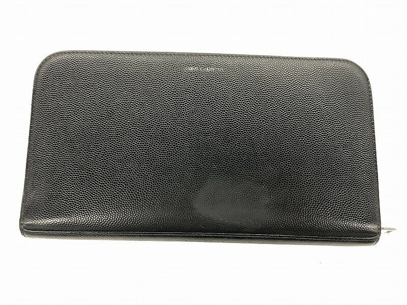 M - サンローラン SAINT LAURENT ラウンドファスナーウォレット レザーウォレット 長財布 ブラック GNC328558・1114 【中古】