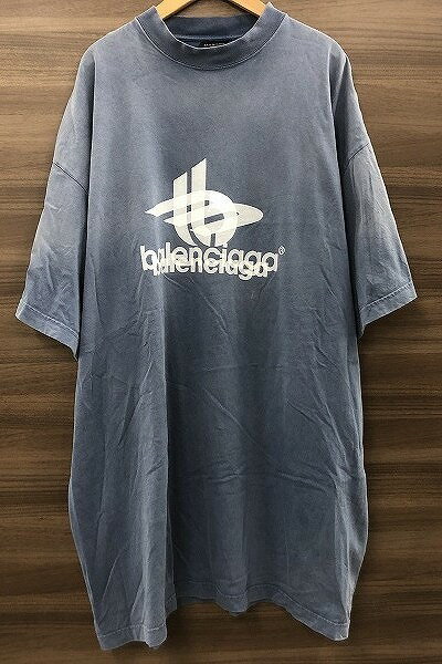 Rakuten - バレンシアガ BALENCIAGA カットソー Tシャツ 半袖 ブルー系 ロゴ 【中古】