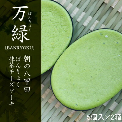 朝の八甲田薫りの抹茶チーズケーキ万緑 5個入×2箱[スフレチーズケーキ：郷アルパジョン（洋菓子・ギフト）]【送料無料】