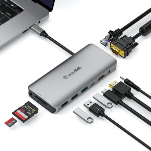 WAVLINK USB Type-C ϥ֡ɥå󥰥ơ9-in-11xHDMI/1xVGA/3xUSB A/1x RJ45/1 x SD Card Slot Micro SD Card Slot ˡPD60W® 4K30Hz/2K60Hz ӥå Windows 7/8/10/Mac OS X 10.11ʹ Chrome OSLinuxб̳