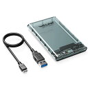 【UASP対応/SATAIII】WAVLINK 2.5インチ SATA - USB 3.0 外付けハードドライブエンクロージャ、ポータブルクリアハードディスクケース 2.5インチ 7mm 9.5mm SATA HDD SSD用、UASP & 2TBドライブ対応