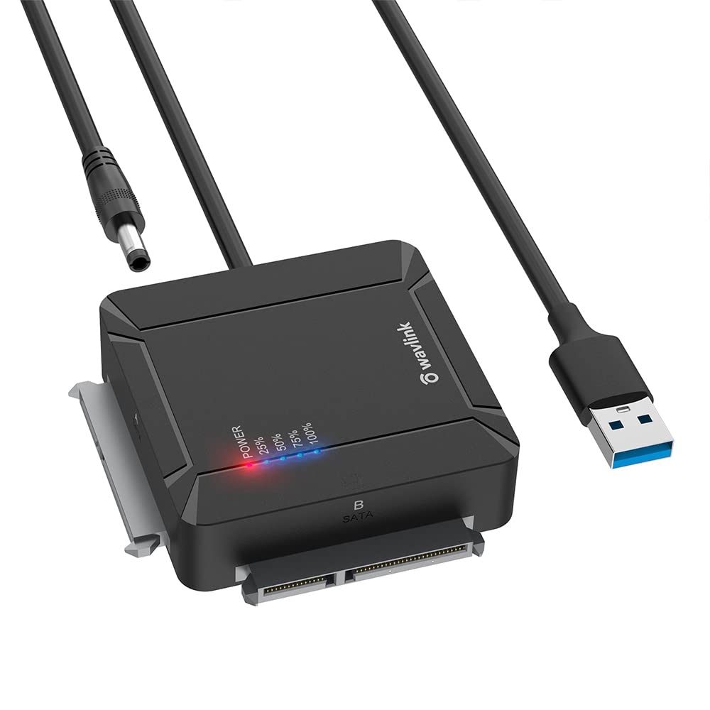 WAVLINK SATA USB3.0 変換アダプタ 2.5インチ HDD SSD/3.5インチ HDD対応 UASP対応 最大18TB USB3.0 5Gbps高速転送 自動スリープ機能 オフラインクローン ワンタッチバックアップ 丸ごとコピー 電源アダプタ付き 簡単操作