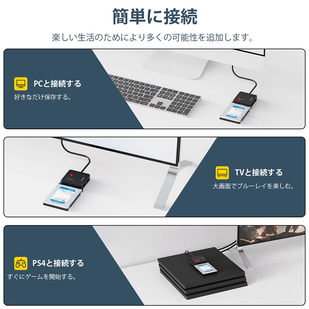 WAVLINK SATA USB3.0 変換アダプタ 2.5インチ HDD SSD/3.5インチ HDD対応 UASP対応 最大18TB USB3.0 5Gbps高速転送 自動スリープ機能 オフラインクローン ワンタッチバックアップ 丸ごとコピー 電源アダプタ付き 簡単操作