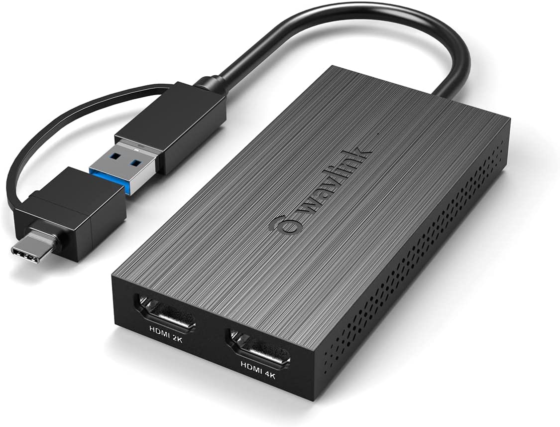 WAVLINK USB 3.0/C デュアル HDMI 変換アダプタ USB C ハブ 2-in-1 出力4K@30hz 2K@60hz 5Gbps高速転送 USB Type-A接…