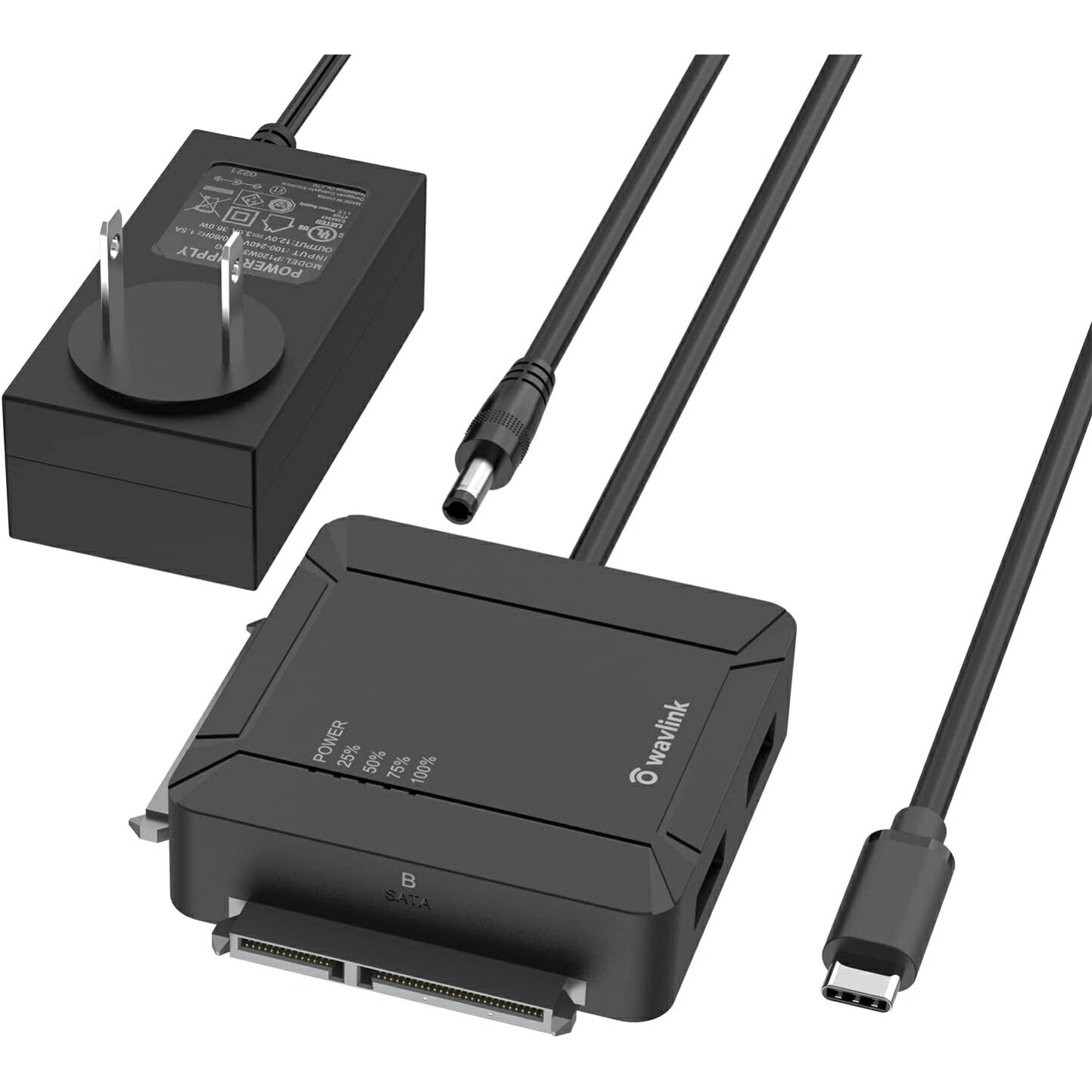 WAVLINK USB C デュアルベイSATAアダプター オフラインクローニング機能を備えたファイル転送およびバックアップ用の外部2.5