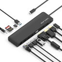 WAVLINK USB-C ドッキングステーション 12-in-1ハブ 4K HDMI プルディスプレイType-Cアダプター、ディスプレイポートとVGA、100W PD3.0充電（PCの場合は85W）、イーサネット、MicroSDおよびSDカードリーダー、3.5mmオーディオジャック 、2つのUSB3.0、2つのUSB2.0 その1