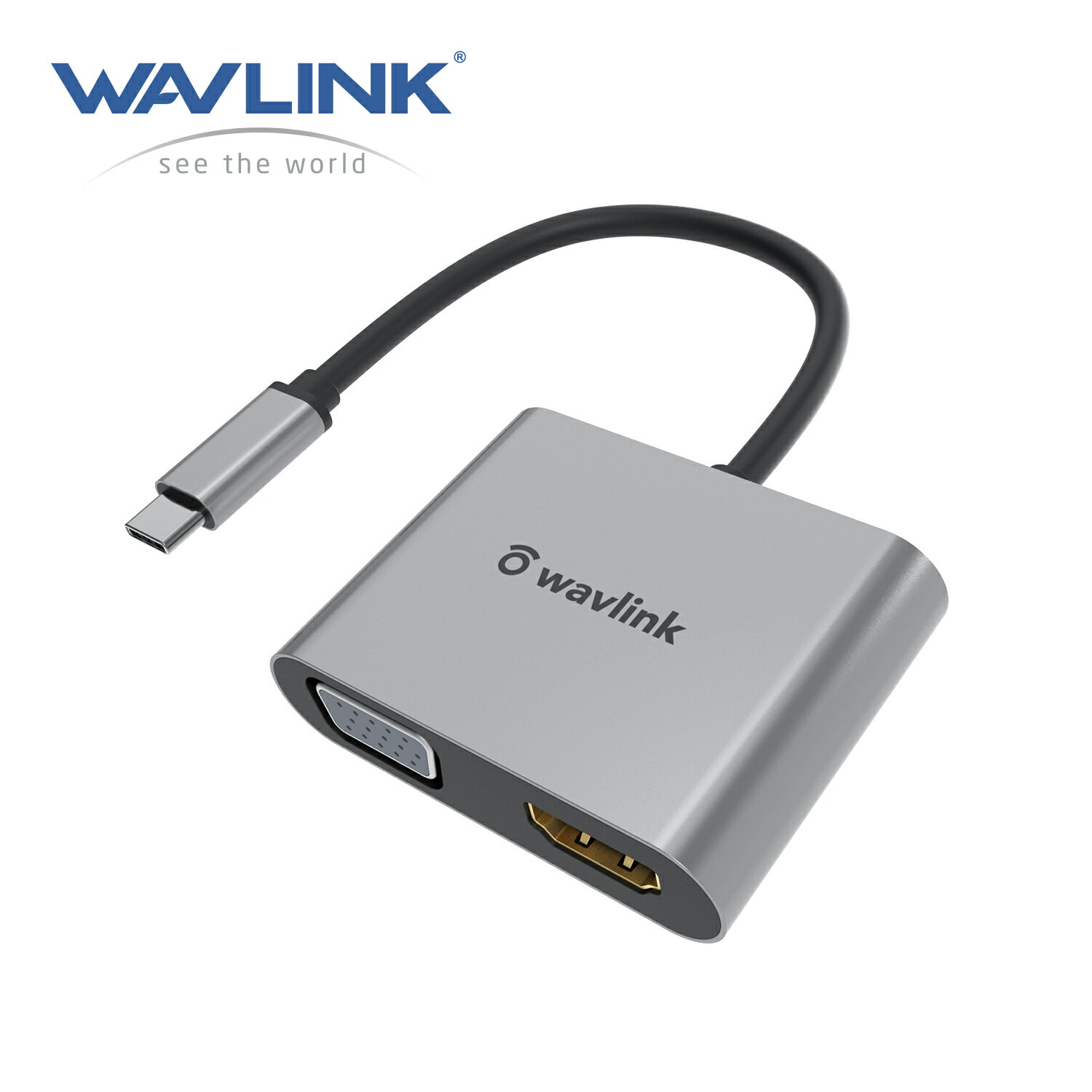 WAVLINK USB Type-C to HDMI VGA Ѵץ Type-Cݡ 1x4K60Hz HDMI 1x1920x1200P60Hz VGA 1xType-C