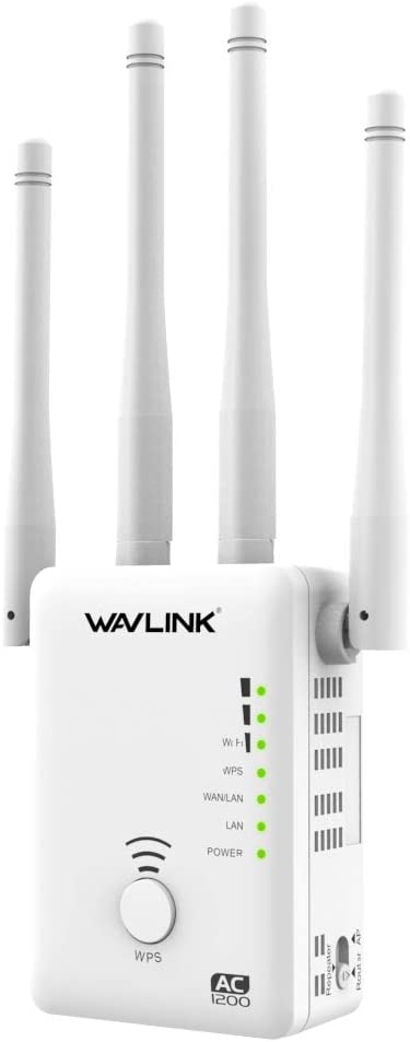 WAVLINK 中継器 AC1200 WIFI無線LAN中継機5Ghz + 2.4Ghzワイヤレス信号ブースター/リピーター/アクセスポイント/ルーター2イーサネットポート/外部アンテナ付きコンセント直挿型 ホワイト