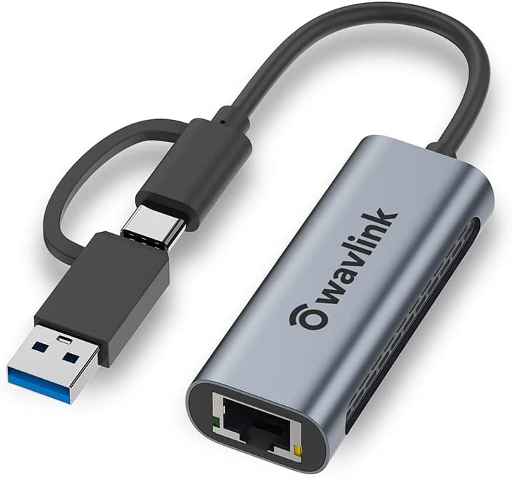 WAVLINK USB-C 2.5G有線LANアダプター/USB-C USB3.0 2in1 LAN変換コンバーター/RJ45 ギガビットイーサネット/10/100/1000/2500 Mbps/高速転送/コンパクト/在宅勤務、オンライン授業またはオンライン会議に適用