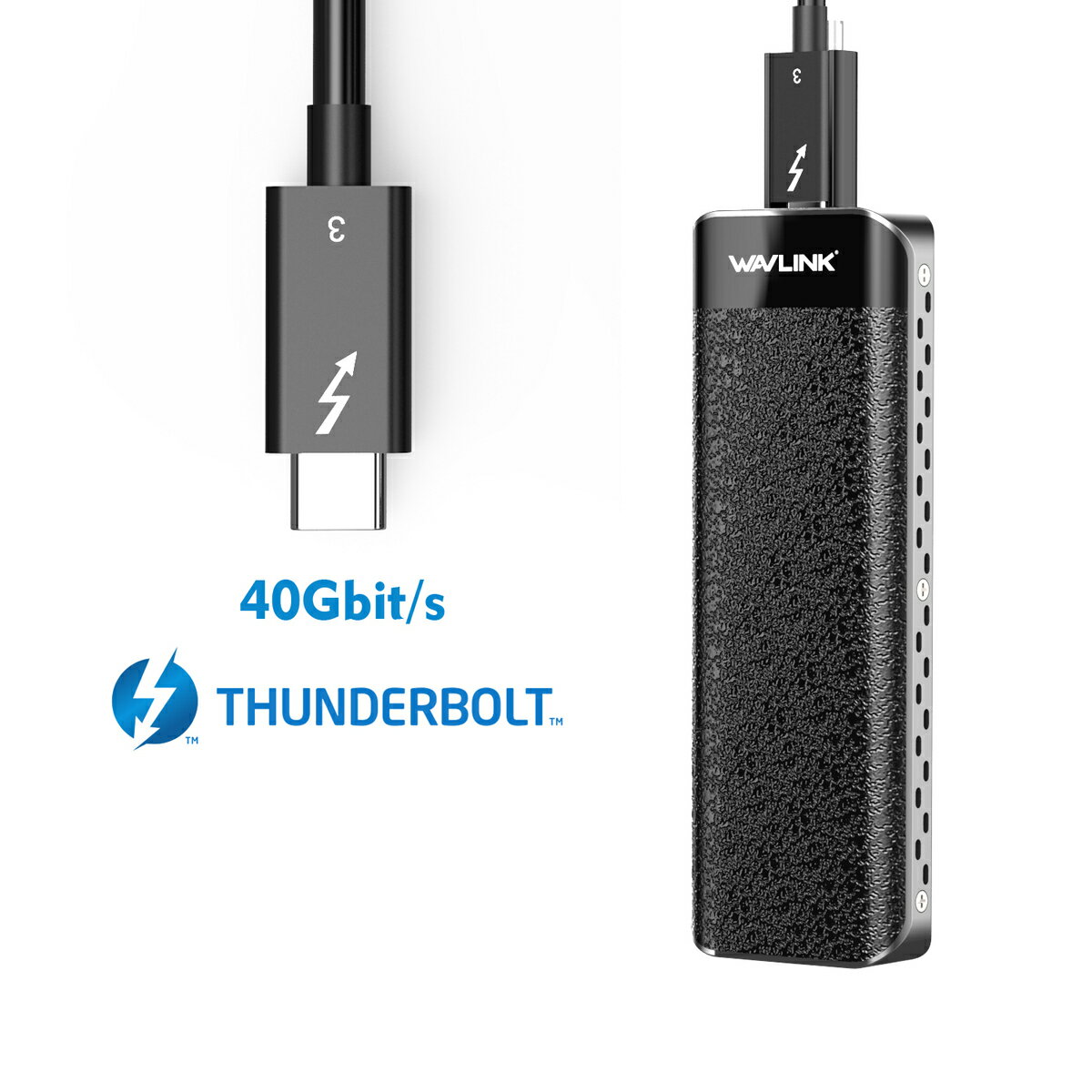 【40Gbps】WAVLINK Thunderbolt 3 Nvme M.2 SSDケース M-Key/B&M Key（Nvmeのみ） 40Gbps 外付けケース UASPサポート 2260/2280対応 ヒートシンク付き Mac OS/Windowsに対応 コンパクト ドライバ不要