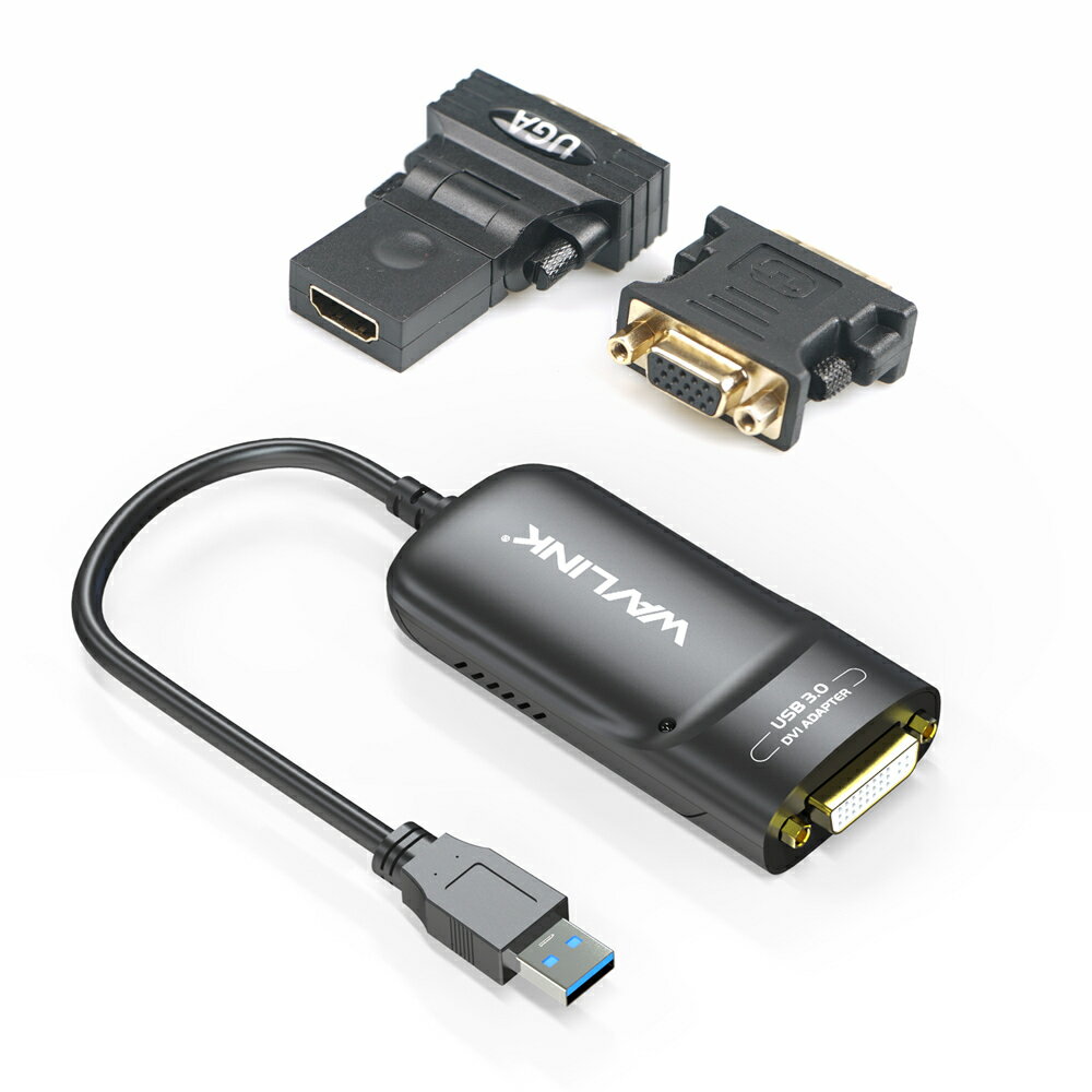 WAVLINK USB 3.0のDVIマルチディスプレイアダプタ 5Gbpsデータ転送　最高解像度2048X1152まで6つモニタを接続（Windo…