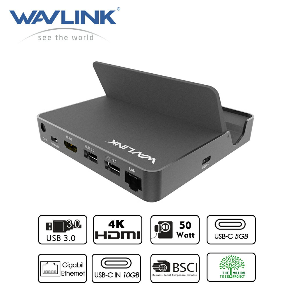 WAVLINK USB-C ドッキングステーション 7ポート拡張 4K HDMI出力・10Gbps転送・18W PD給電対応 ミニス..