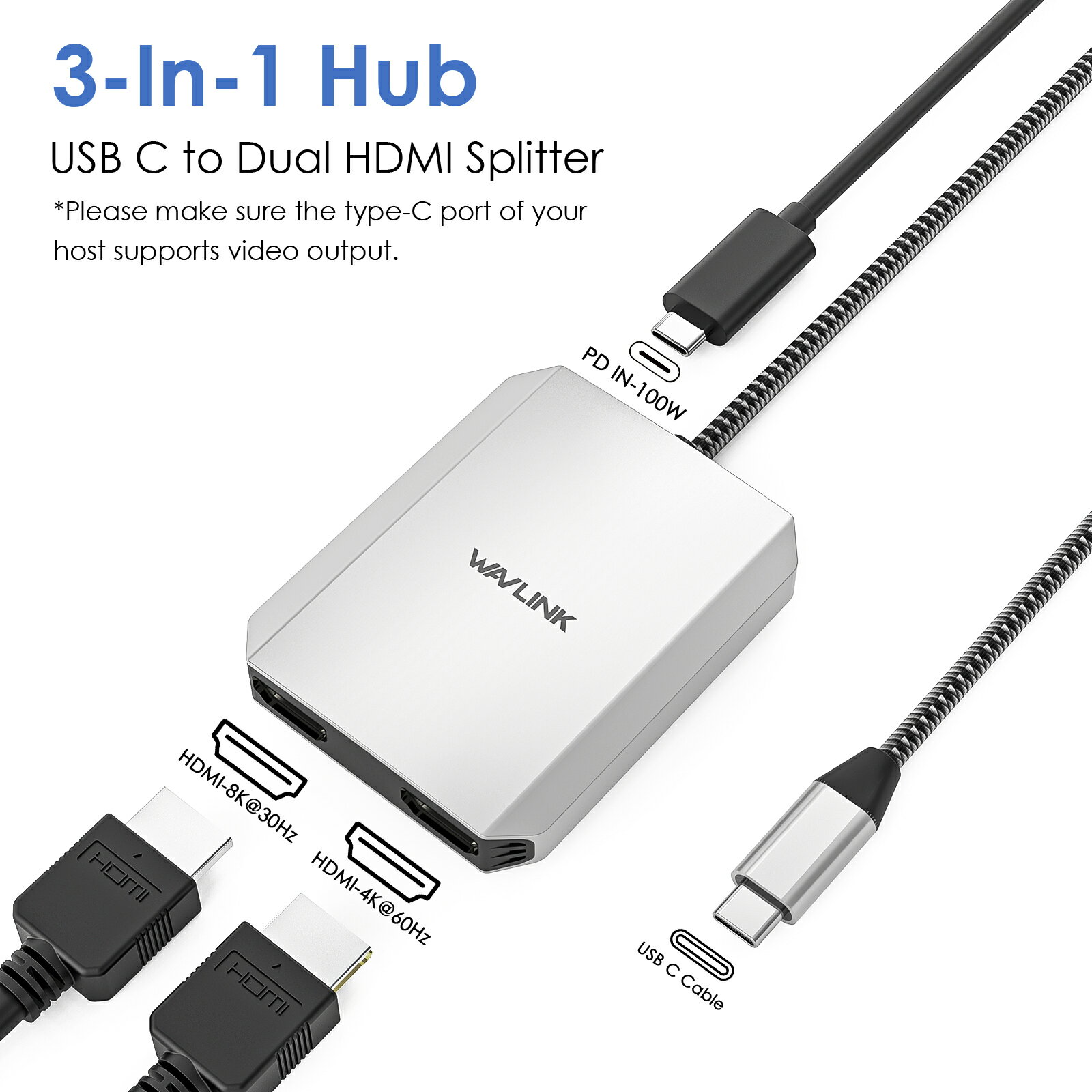 P20ܡڶȳȥåפοWAVLINK USB-C to HDMI ǥ奢ǥץ쥤 ץ 8K/4Kб 2̽ 95...