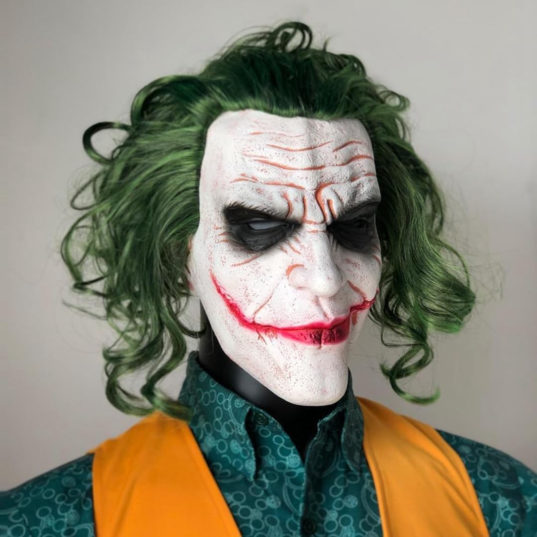 ジョーカー jokerマスク ハロウィンコスプレ バットマン ホラーマスク ハロウィン仮面 被り物 変装用 ピエロお面 超怖い 変装グッズ 大人用 仮面舞踏会 学園祭 文化祭 イベント ホワイト お化け屋敷 55cm-65cm 芸術祭