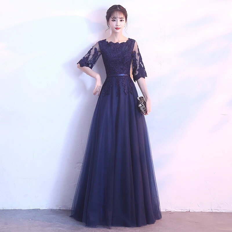 Utopiaホームズのパーティードレス ロング丈ドレス レース切替 フォーマル ワンピース 大きいサイズ 結婚式 二次会 お呼ばれ 演奏会 披露宴｜アングル2