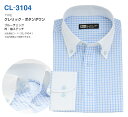 長袖 メンズ クレリック ワイシャツ ボタンダウン 襟ステッチ Yシャツ S,M,L,LL,3L CL-3104