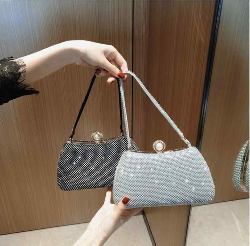 楽天way-ugoパーティー バッグ 結婚式 レディース おしゃれ ラインストーン クラッチ ハンドバッグ ショルダー シルバー ブラック ホワイト キラキラ