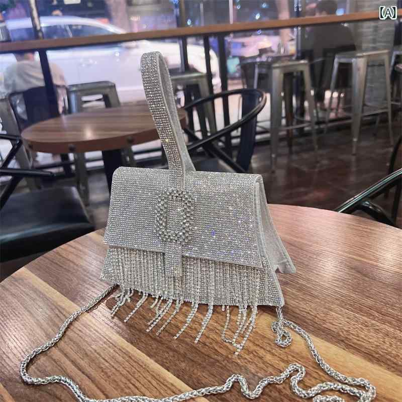 パーティー バッグ 結婚式 レディース おしゃれ レトロ ラインストーン ハンドバッグ ショルダー ホワイト ブラック ゴールド キラキラ