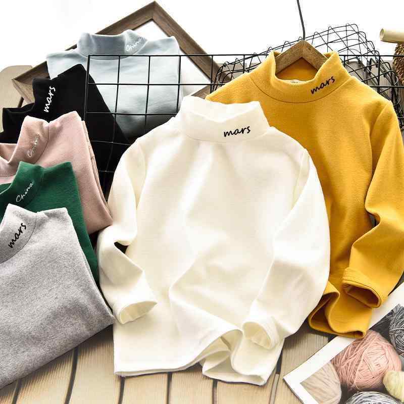 カットソー tシャツ キッズ 子供服 女の子 春秋 長袖 綿 タートルネック トップス 無地 ブラック ホワイト イエロー ハイネック