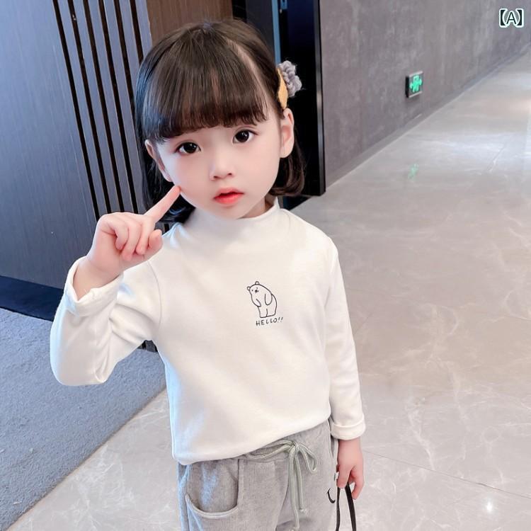 カットソー tシャツ キッズ 子供服 女の子 赤ちゃん ベビー 長袖 春秋 秋冬 タートルネック トップス ホワイト ブラック ピンク ハイネック