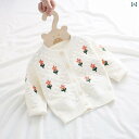カーディガン キッズ 子供服 女の子 羽織 ニット ベビー コート 春秋 綿 セーター レッド ホワイト 花