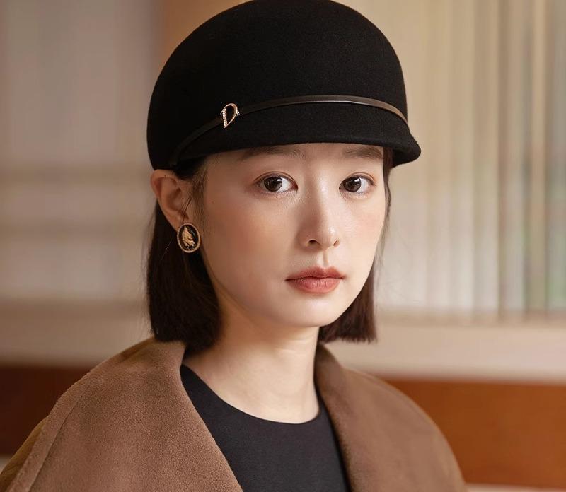 キャスケット ベレー帽 レディース 帽子 おしゃれ かわいい エレガント キャップ 小顔効果 秋冬 ウール 乗馬 黒 ベージュ ワインレッド