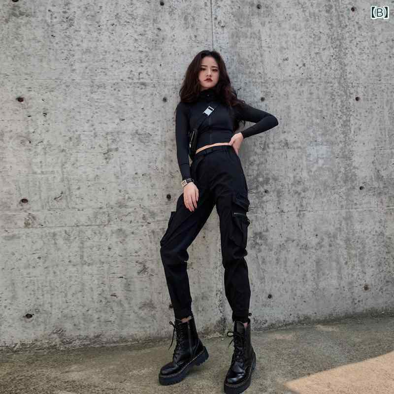 カーゴパンツ 秋冬 レディース カジュアル 大きいサイズ レトロ アメリカン ボトムス ブラック カーキ グリーン