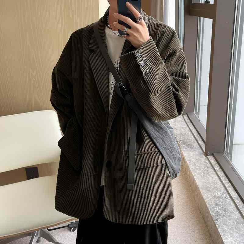 コーデュロイ ジャケット メンズ ストリート アウター 秋冬 オーバーサイズ 韓国 大きいサイズ ブラック キャメル