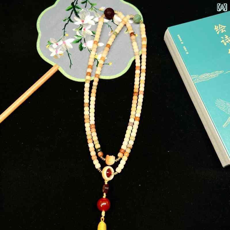数珠 ネックレス メンズ レディース アクセサリー 中国風 レトロ ロング 菩提