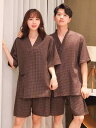 サウナ服 メンズ レディース おしゃれ パジャマ 綿 浴衣 マッサージ 着物 イエロー ベージュ ブラウン