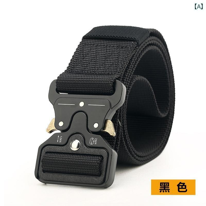 ベルト メンズ カジュアル キャンバス ミリタリー おしゃれ アウトドア レジャー 登山 スポーツ バックル ナイロン パンツ ブラック グリーン ブラウン