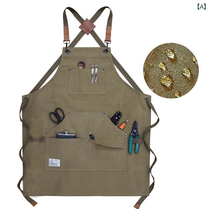 ガーデニングエプロン メンズ レディース おしゃれ アウトドア キャンバス 作業服 デニム 耐摩耗 庭師 理容室 防水 グリーン グレー ブラック