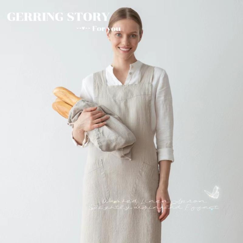 ガーデニングエプロン レディース メンズ おしゃれ アウトドア ガーデニング リネン ウォッシュ レトロ ホワイト ピンク ブラウン