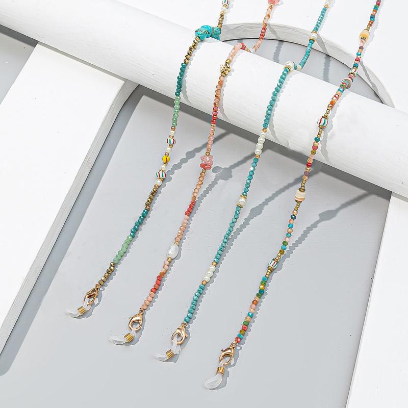 メガネチェーン 眼鏡チェーン ストラップ ビーズ クリスタル マスク 紛失防止 ロープ イヤホン レトロ ブルー グリーン ピンク