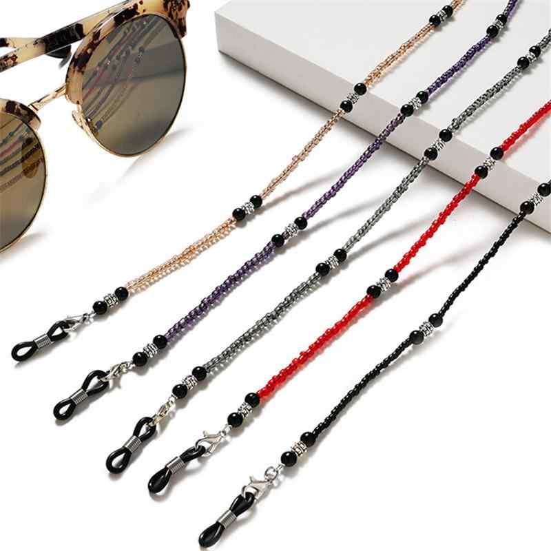 メガネチェーン 眼鏡チェーン ストラップ レディース ビーズ ぶら下げ ロープ おしゃれ レトロ ピンク ブラック レッド