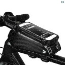 フロントバッグ 自転車 ロードバイク ハンドル サイクリング アッパー チューブ ビーム 携帯電話 タッチスクリーン 防水 多機能 バー ブラック