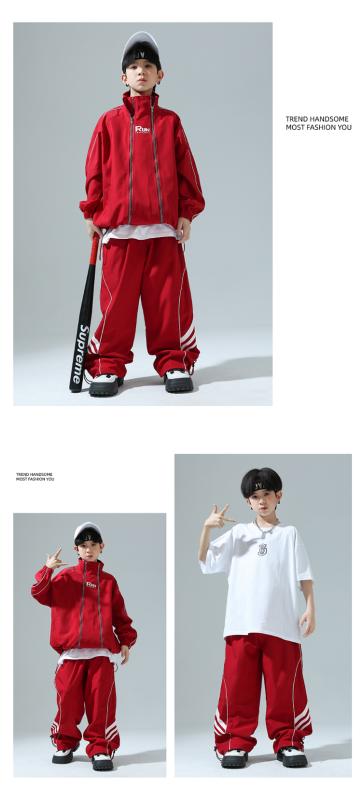 子供服 ジャージ 長袖 原色 ライン入り ステージ衣装 ダンス パフォーマンス ヒップホップ ストリート チア 練習着 体操服 ジュニア キッズ スポーツ 運動会