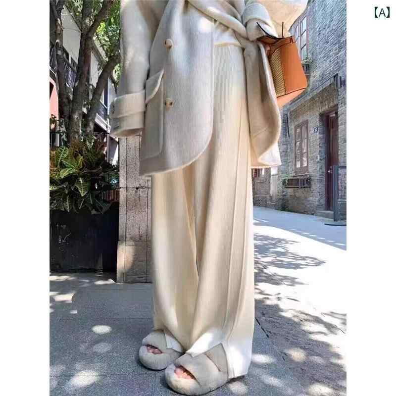 小柄な方 マタニティパンツ スリット ゆったり ワイドパンツ 大きいサイズ ストレート レギンス 春秋冬 妊婦 腹部サポート ニット