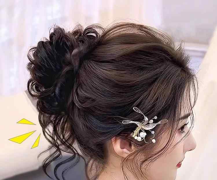 レディース ウィッグ ワンタッチ おしゃれ リアル ヘアボール ヘッド ウィッグヘア バンド レディース ヘア バッグ 花 つぼみ ヘッド