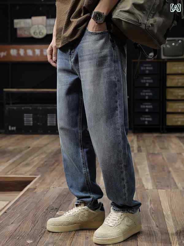 メンズ デニム ロングパンツ ストレート ワイド アメリカン アメリカン ストリート おしゃれ かっこいい 履きやすい 快適 イベント フェス レジャー アウトドア キャンプ ダンス パフォーマンス 仕事着